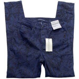 Calvin Klein Ankle Skinny Jeans Women's‎ 25 XS Blue Black Python Snake Print NEW